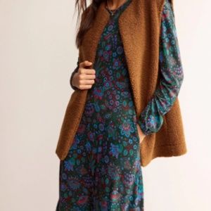 Boden Camille Jersey Midi Dress, Chatsworth Green, Azalea Bloom Size 6R